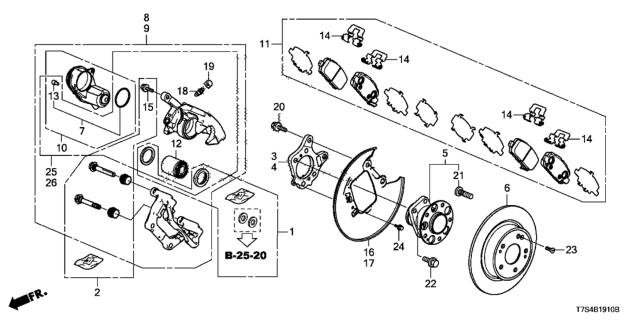 2016 Honda HR-V Pad Set, Rear Diagram for 43022-T7J-H01