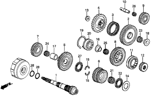 1987 Honda Prelude 2 Door DX KA 4AT AT Countershaft Diagram