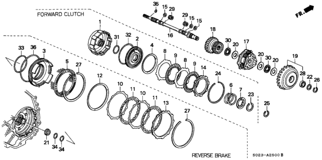2000 Honda Civic CVT Input Shaft - Forward Clutch (M4VA) Diagram