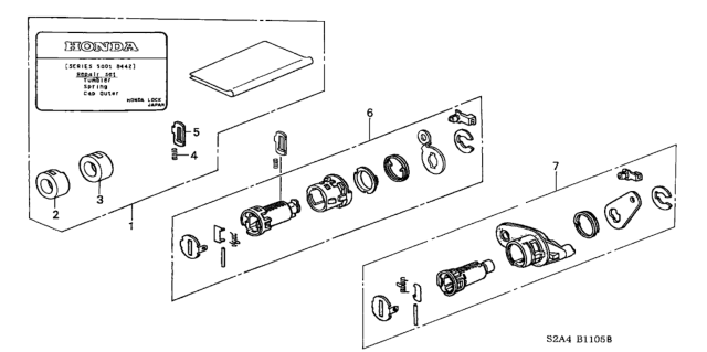 2003 Honda S2000 2 Door S2000 KA 6MT Key Cylinder Kit Diagram