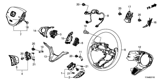 2021 Honda HR-V Steering Wheel (SRS) Diagram