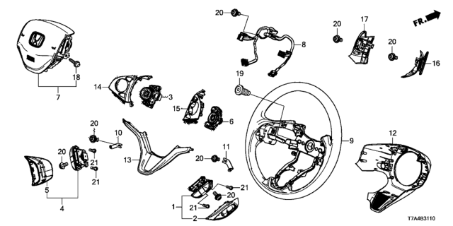 2020 Honda HR-V Switch Assembly, Cruise & Lkas & Distance Diagram for 36770-T7A-J21