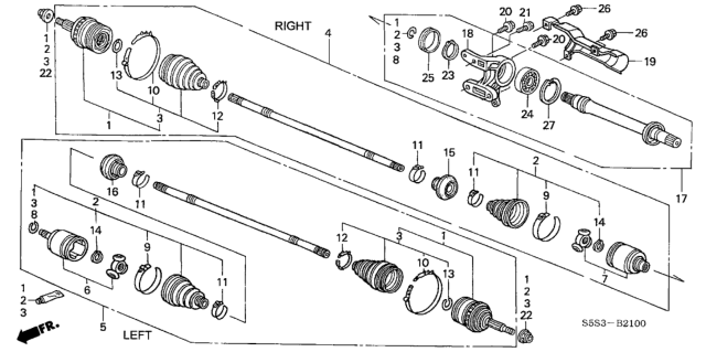 2005 Honda Civic Driveshaft - Half Shaft Diagram