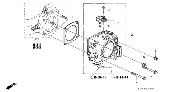 2004 Honda Accord Throttle Body (V6) Diagram