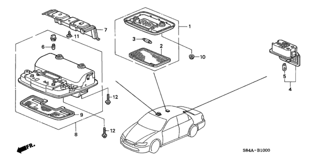 2002 Honda Accord Console Assy., Roof *NH302L* (PALE QUARTZ) Diagram for 83250-S87-A02ZB