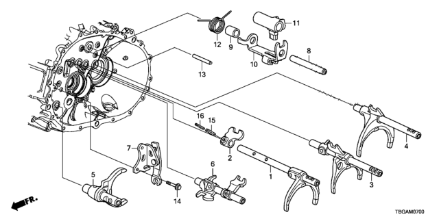 2020 Honda Civic 2 Door SI KA 6MT MT Shift Fork - Shift Holder Diagram