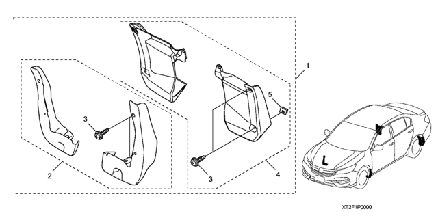 2017 Honda Accord Hybrid 4 Door HYBRID KA CVT Splash Guard Diagram