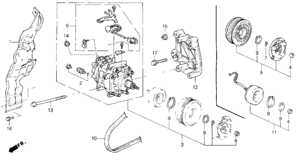 1994 Honda Prelude A/C Compressor (Hadsys) Diagram