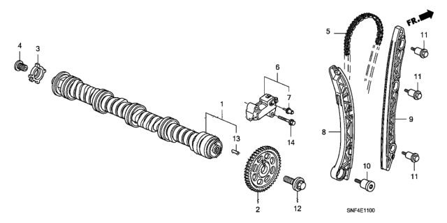 2006 Honda Civic 4 Door GX KA 5AT Camshaft - Cam Chain Diagram