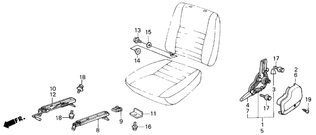 1985 Honda Civic Front Seat Components Diagram