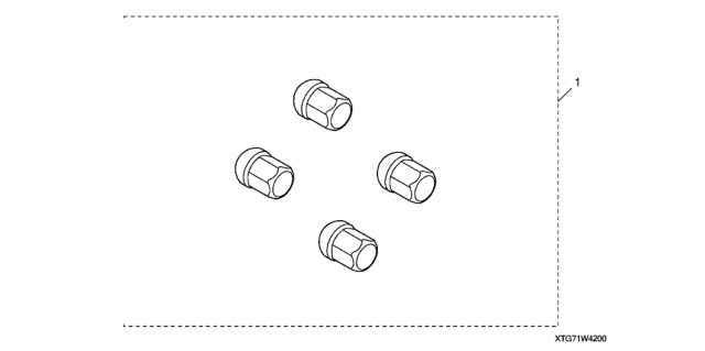2020 Honda Ridgeline Wheel Lug Nut Black Diagram