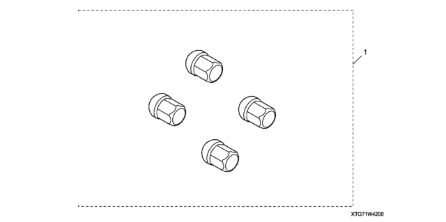 2021 Honda Ridgeline Wheel Lug Nut Black Diagram