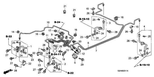 2005 Honda S2000 2 Door S2000 KA 6MT Brake Lines (ABS) Diagram