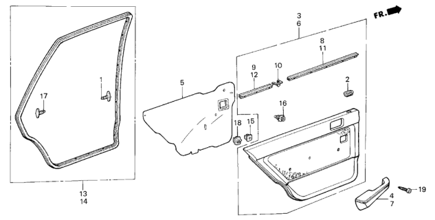 1985 Honda Civic Seal, RR. Door Hole Diagram for 76826-SB4-670