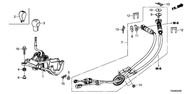 2015 Honda Fit Knob, Change Lever *NH167L* (LEA) (GRAPHITE BLACK) Diagram for 54102-T5R-N01ZA