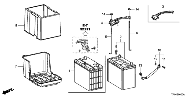 2008 Honda Accord Bolt, Battery Setting (220MM) Diagram for 31513-TA0-A00