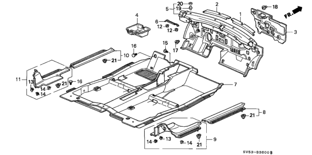 1996 Honda Accord Floor Mat Diagram