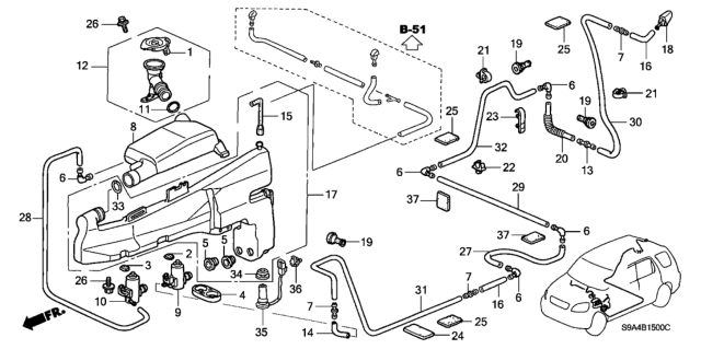 2002 Honda CR-V Windshield Washer Diagram