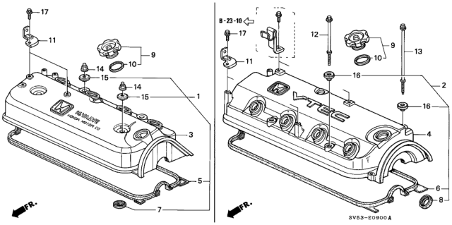 1996 Honda Accord Cover, Cylinder Head Diagram for 12310-P0J-A01