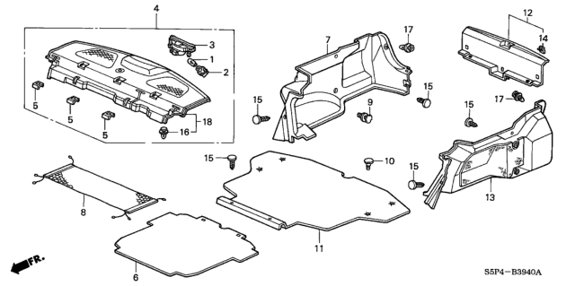 2002 Honda Civic Lining, R. Trunk Side *NH167L* (GRAPHITE BLACK) Diagram for 84601-S5P-A00ZB