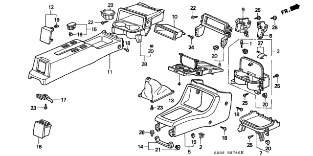 1997 Honda Civic Ashtray Assembly, Rear (Classy Gray) Diagram for 88320-SV1-A00ZE