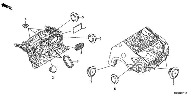 2012 Honda Civic Grommet (Rear) Diagram