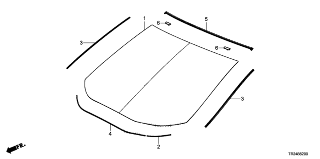 2012 Honda Civic Molding, FR. Windshield Side Diagram for 73125-TR0-A01