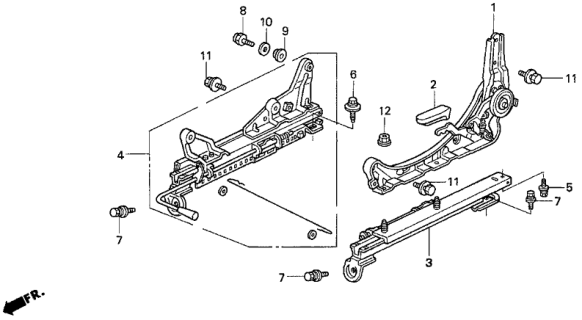 1994 Honda Del Sol 2 Door V-TEC KA 5MT Seat Components Diagram 1