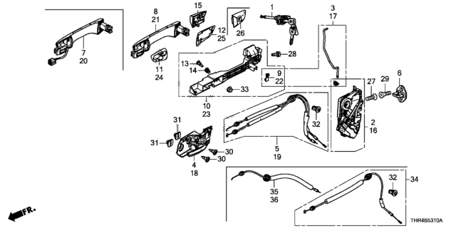 2021 Honda Odyssey Front Door Locks - Outer Handle Diagram