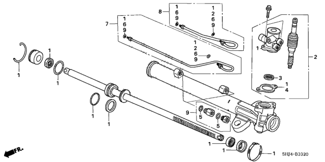 2005 Honda Odyssey P.S. Gear Box Components Diagram