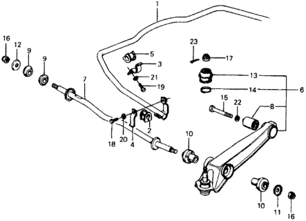 1977 Honda Civic 5 Door ** KL HMT Stabilizer - Front Lower Arm Diagram