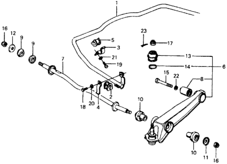 1976 Honda Civic Stabilizer - Front Lower Arm Diagram