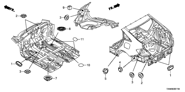 2019 Honda Insight Grommet (Rear) Diagram