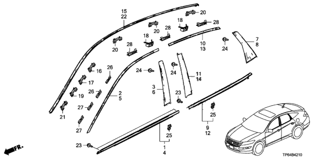 2012 Honda Crosstour Clip A, Windshield (White) Diagram for 73154-TP6-A01