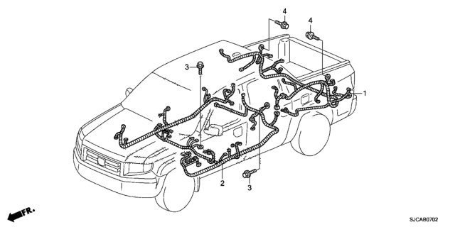 2014 Honda Ridgeline Wire Harn,Floor Diagram for 32140-SJC-A06