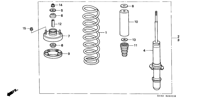 1997 Honda Civic 3 Door CX KA 4AT Front Shock Absorber Diagram