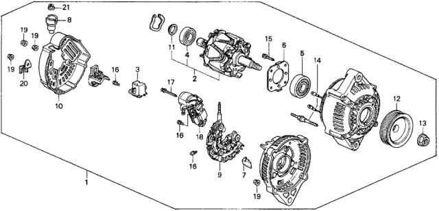 1995 Honda Del Sol Bearing, Front Generator Diagram for 31114-PD1-044