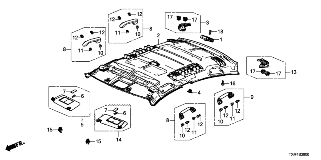 2021 Honda Insight Roof Lining Diagram