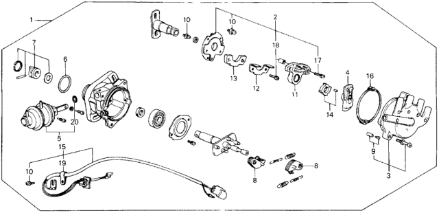 1990 Honda Prelude 2 Door 2.0S KA 4AT Distributor (Hitachi) Diagram