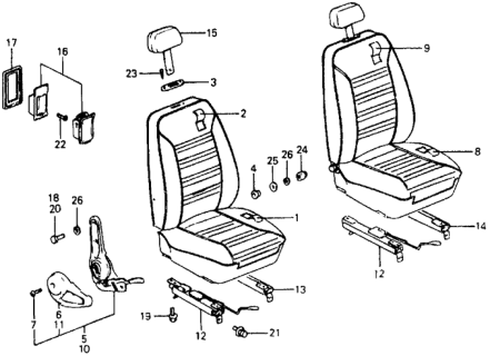 1979 Honda Civic Cover, R. Reclining Adjuster *NH1L* (BLACK) Diagram for 77252-672-003ZA