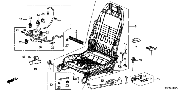 2018 Honda Clarity Fuel Cell Front Seat Components (Driver Side) Diagram