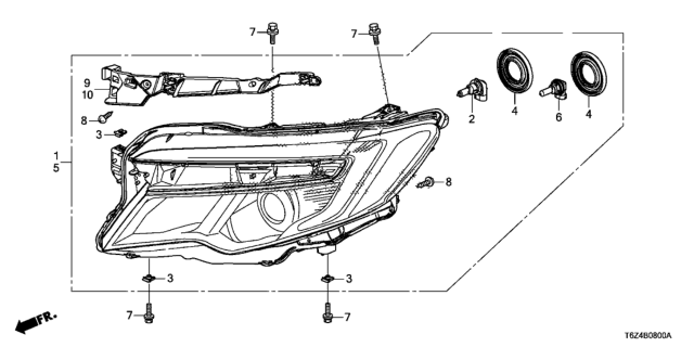 2018 Honda Ridgeline Light Assembly Head L Diagram for 33150-TG7-A02