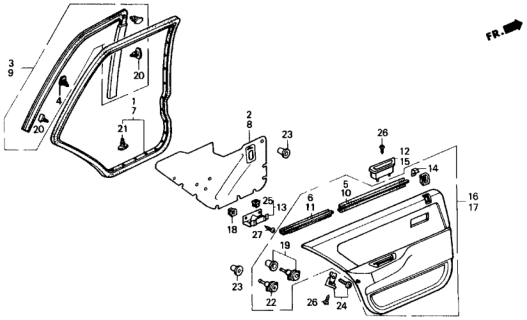 1988 Honda Civic Rear Door Lining Diagram