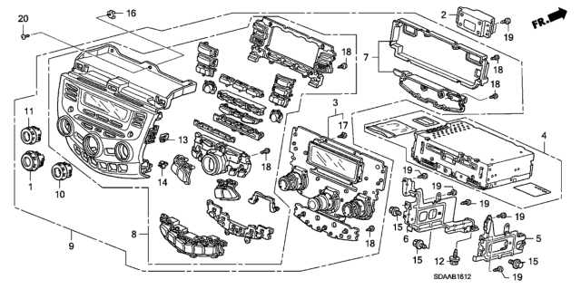 2007 Honda Accord Control Assy., Center Panel *NH482L* (UA BLACK METALLIC) Diagram for 39183-SDA-L31ZA