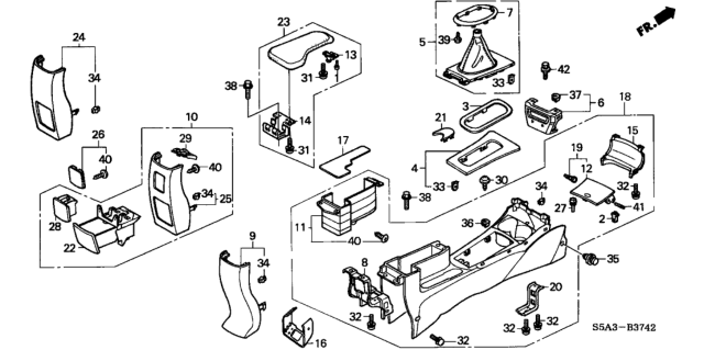 2003 Honda Civic 4 Door LX (SIDE SRS) KA 5MT Console Diagram