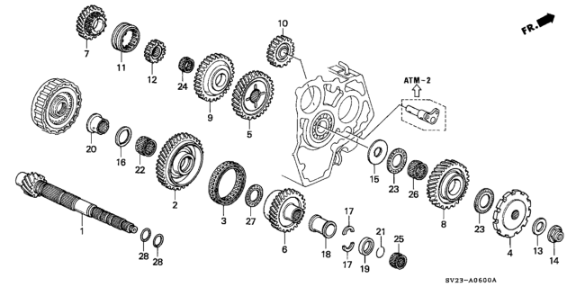 1995 Honda Accord AT Countershaft Diagram