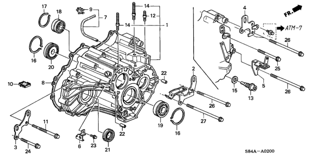 2002 Honda Accord 4 Door LX KA 4AT AT Transmission Housing Diagram