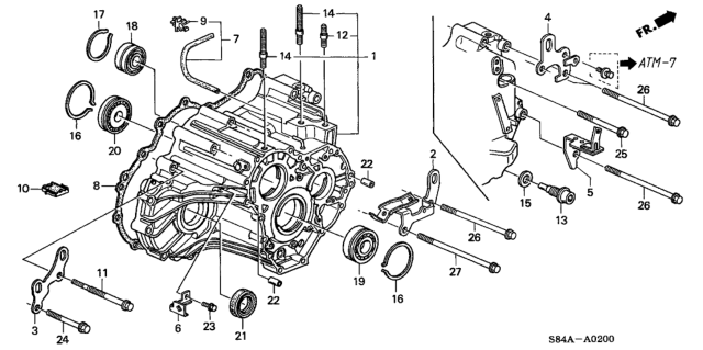 2002 Honda Accord AT Transmission Housing Diagram