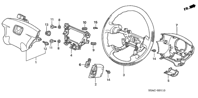 2005 Honda Civic Steering Wheel (SRS) Diagram 1