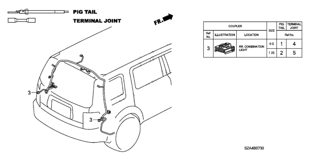 2015 Honda Pilot Electrical Connector (Rear) Diagram